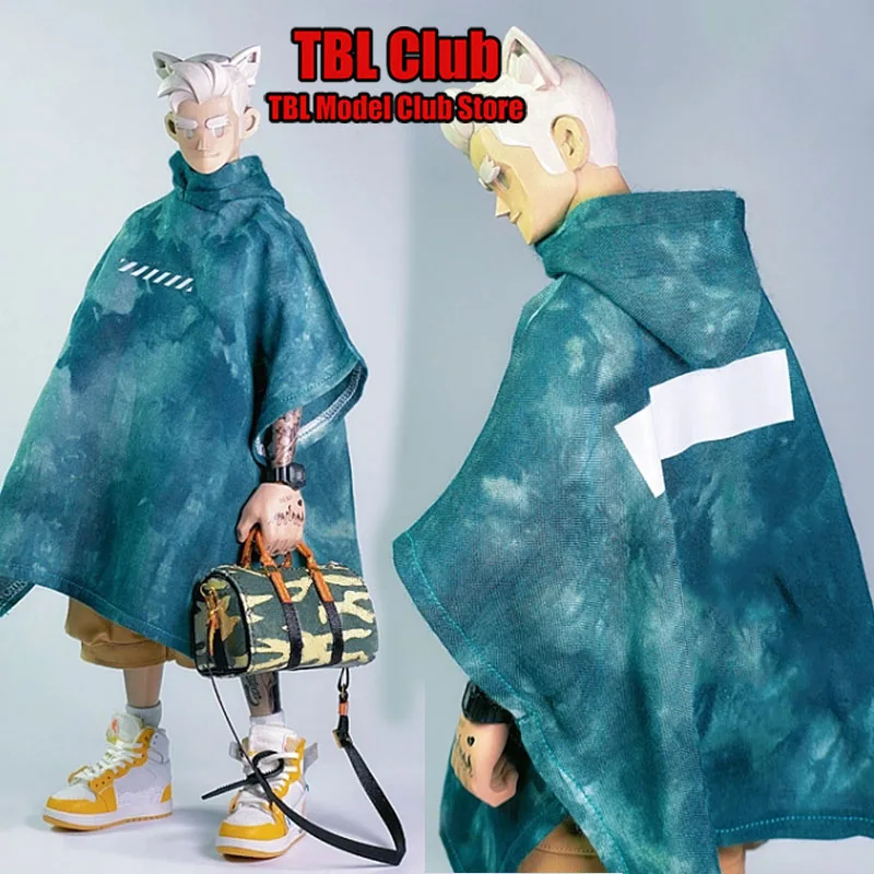 3Colors 1/6 Male Soldier Hooded Tie Dyed Cloak Irregular Hip Hop Printing Pullover Overcoat Fit 12inch Action Figure Body Doll