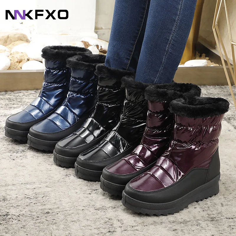 

Winter Shoes Women Boots Mid-calf Snow Boots Warm Waterproof High Quality Thick Fur Slip-resistant Woman Boots Size 36-41