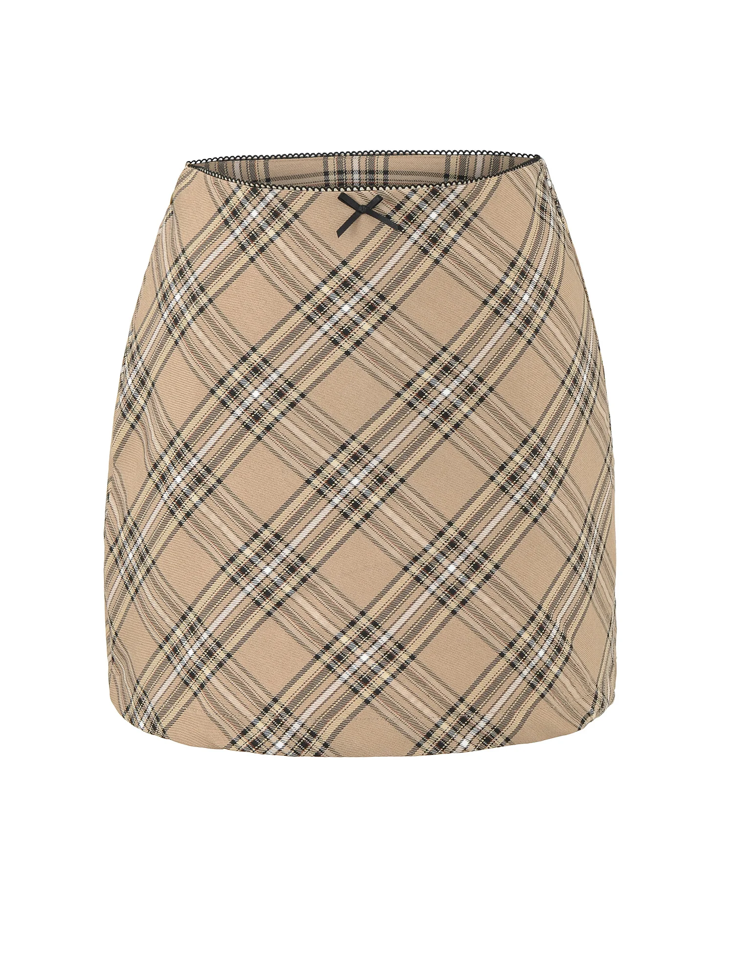 Falda acampanada a cuadros americana Retro para mujer Briti Sle previene la exposición Body una falda ort con nudo