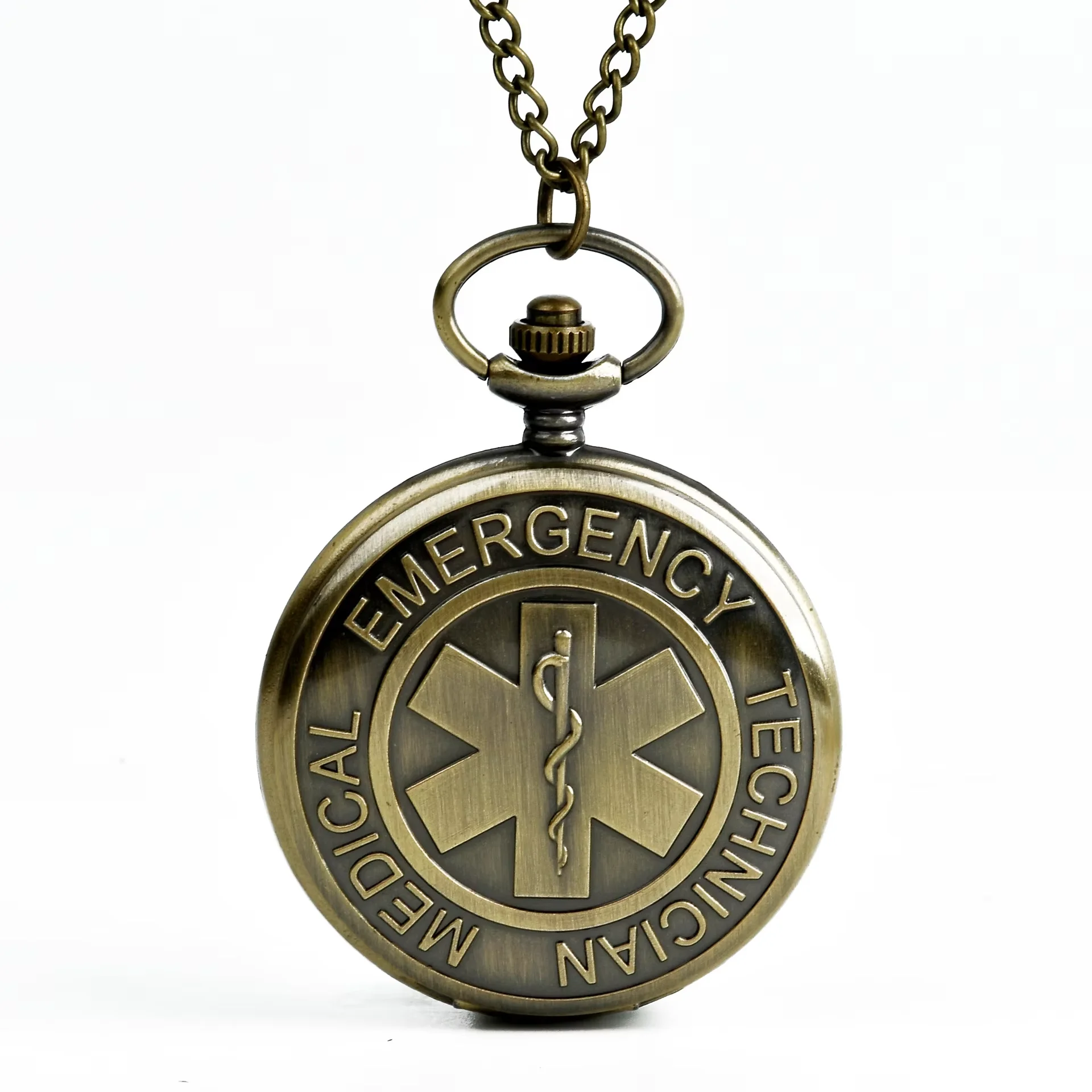 Bronze Embossed Rice Word Little Snake Pocket Watch Classical Style Large First Aid Box English Circle Pocket Watch