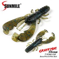 SUNMILE 6pieces Fishing Lures Crayfish Shrimp 7.5cm/3.5g Soft Baits Creature Baits Iscas Artifical Bait Bass Perch Fishing Baits