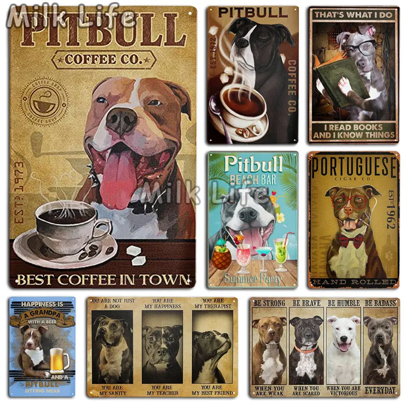 Pitbull Coffee Co.best Coffee In Town Metal Aluminum Tin Sign Wall Decor Vintage for Cafe Home Room Bathroom Farmhouse Decor