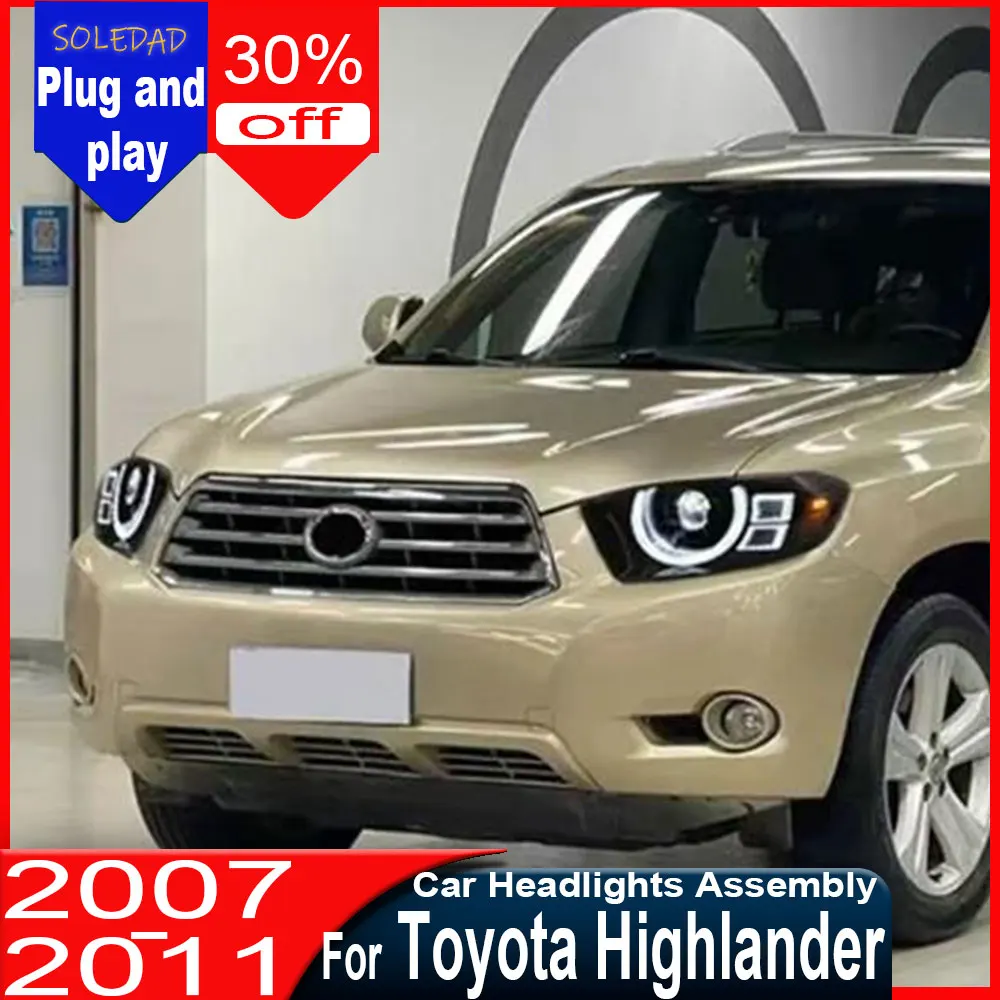 For Toyota Highlander Headlight 2007 2008 2009 2010 2011 2012 Modified Led DRL Turn Signal Headlamp Automotive Accessories