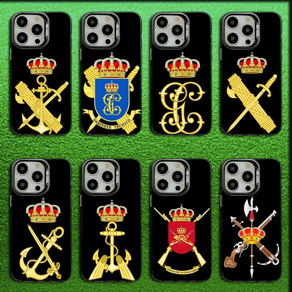

Spanish Guard Civil Emblem Phone Case For iPhone 16,15,14,13,12,11,Mini,Pro,SE,MAX Gray Matte Silicone Black Cover