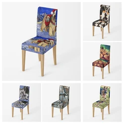 Home chair cover Oil painting style kitchen chairs Coversadjustable dining elastic fabricchairs covers chair cover for wedding