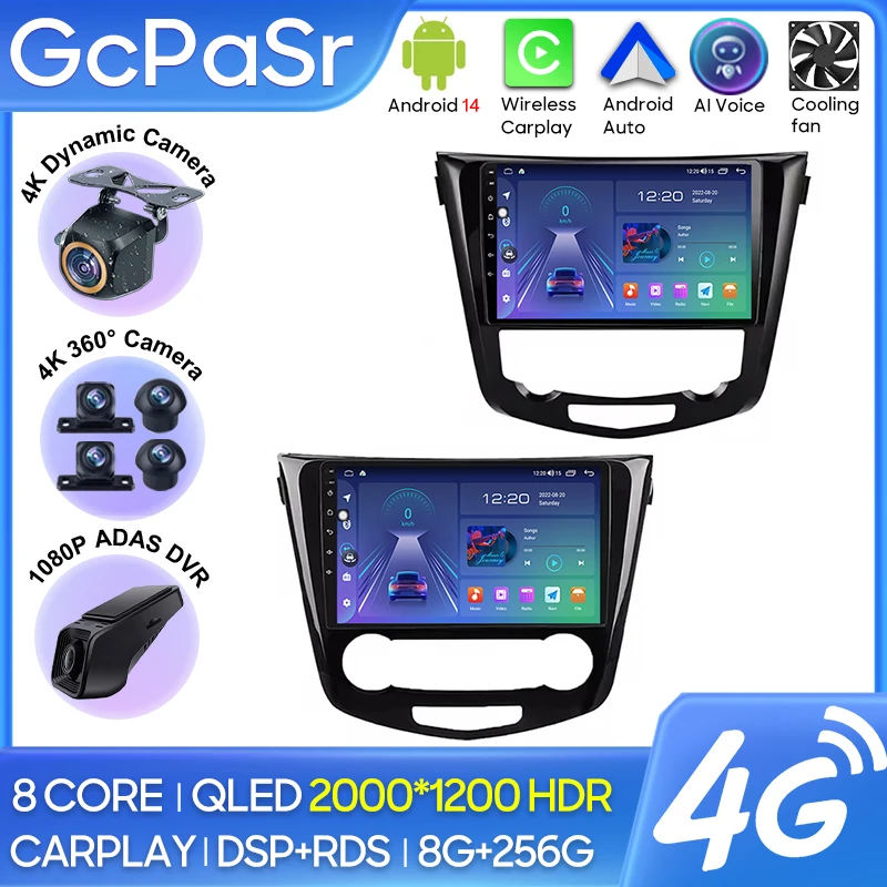 

Car Radio For Nissan X-Trail xtrail X - Trail 3 T32 2013 - 2022 Qashqai 2 J11 Navigation GPS Carplay Android Auto WiFi No 2din