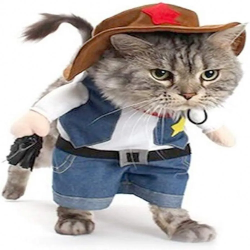 Funny Pet Dog Cat Halloween Costume Dog Cowboy Clothes Pet Dog Costumes for Small Dogs Cosplay Cat Accessories