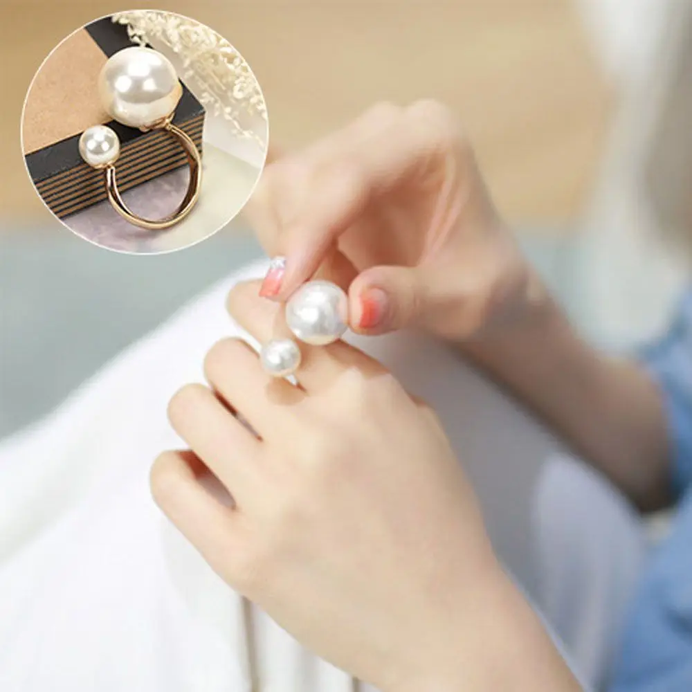 

Korean Style Elegant Party Street Shoot Women Imitation Pearl Jewelry Fashion Accessories Opening Ring Finger Ring