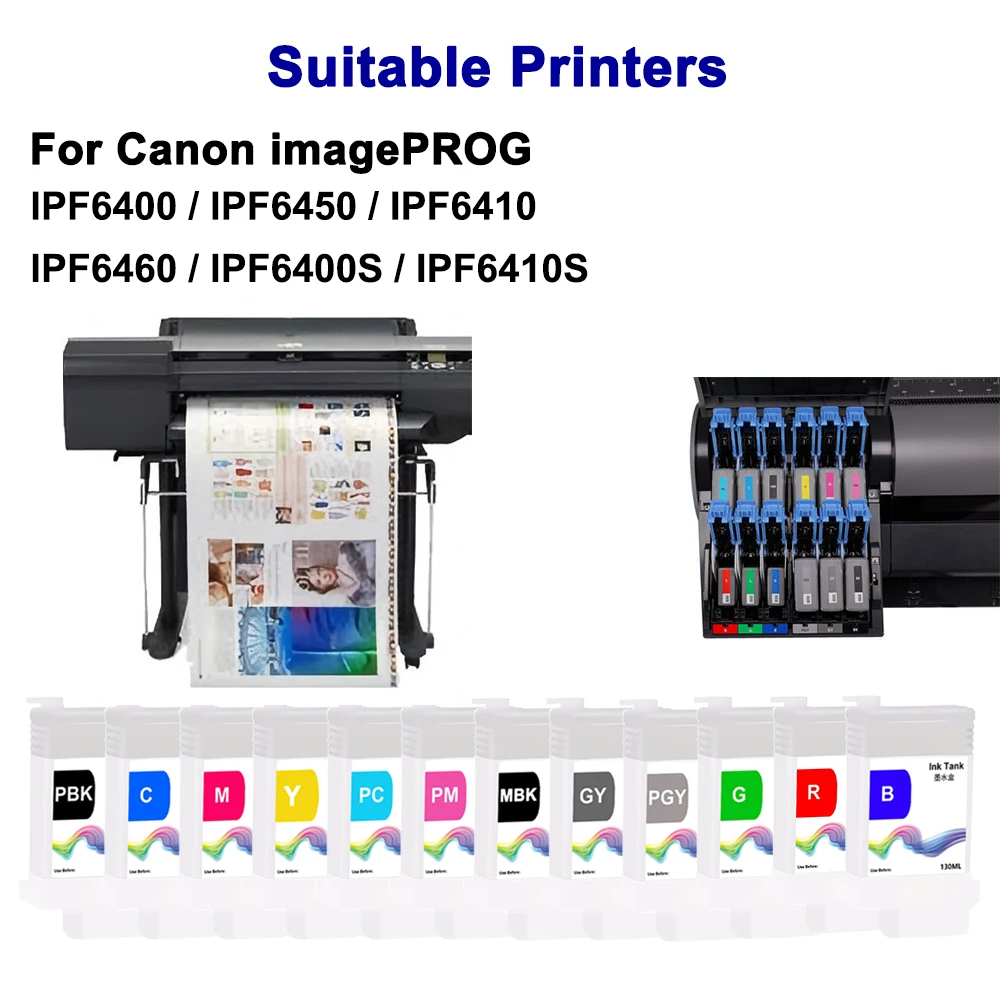

130 мл PFI106 PFI-106 сменный картридж с чипом для Canon IPF6400 IPF6450 IPF6410 IPF6460 IPF6400S IPF6410S PFI 106