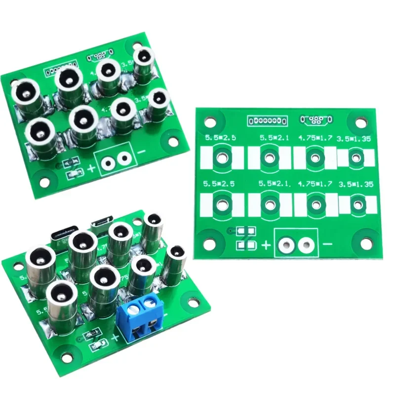 1/3PCS  High-Current DC Female Jack Integrated Adapter Board - Supports 5.5*2.1mm / 5.5*2.5mm / 4.0*1.7mm / 3.5*1.35mm Plugs