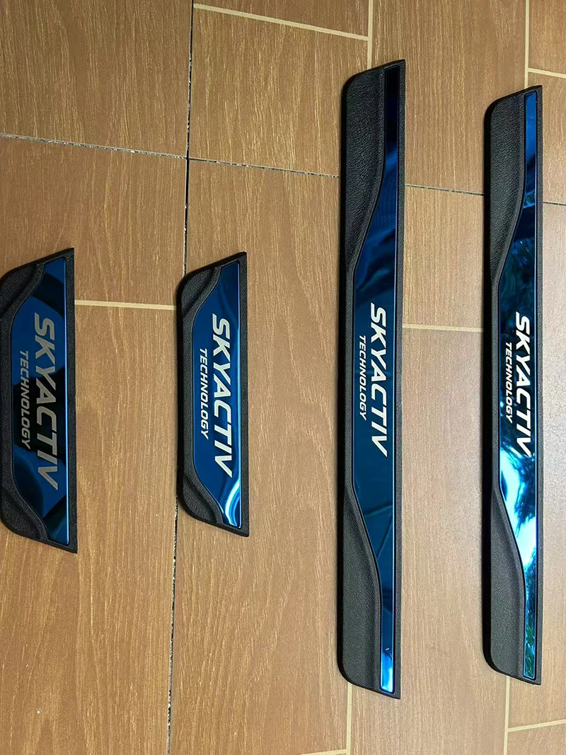 ل Mazda2 مازدا 2 MAZDA3 CX-5 CX-3 CX-30 CX-4 عتبة باب السيارة لوحة بالية دواسة عتبة حامي الكسوة المضادة للانزلاق اكسسوارات #6