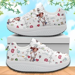 INSTANTARTS Spring Autumn Women's Swing Shoes Mesh Woman Platform Footwear Female Nurse Shoe Medical ECG Medicine Print Sneakers