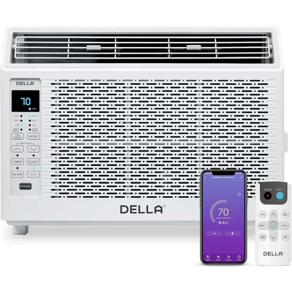 Energy Saving Window Air Conditioner, GEO Location, AC Unit with WIFI Smart Controls,Dehumidifier,Reusable Filter