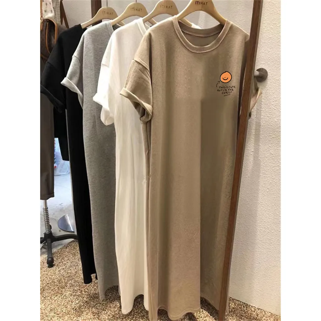 Summer South Korea Simple Cute Print New Loose Short Sleeve Comfortable Women Maternity Dress