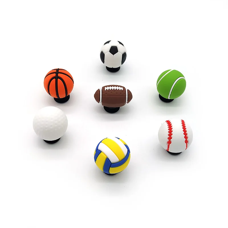 3D Soccer Football Footballs para Homens e Mulheres, Encantos de Basquete, Homens, Meninos, Crianças, Decorações de Sapato de Beisebol, Pins para Mulheres, Tampão Fivelas, 1 Pc, 7 Pcs, 8Pcs