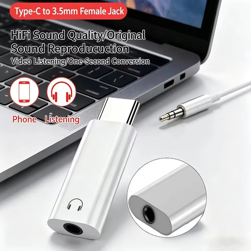 Hi-Fi Audio USB-C to 3.5Mm Headphone Jack Adapters Compatible with for Iphone, Galaxy S23/S22 Ultra, Ipad Pro, And Pixel
