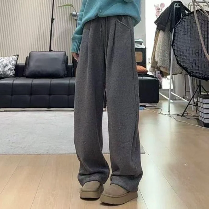 

Spring 2025 Women's Lazy Sle Wide Leg Knife Pants Fce Dstring Loose Slimming Floor-Length Casual Trousers