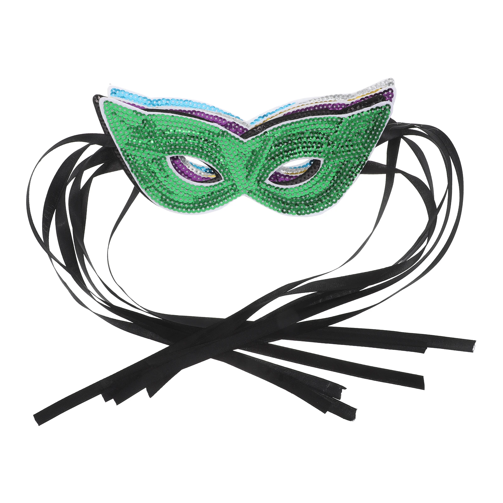 

6 Pcs Carnival Eye Mask Face Eau61524007 Sequins Cute Party Headpiece Miss Halloween Cat Kitten Favor Masks
