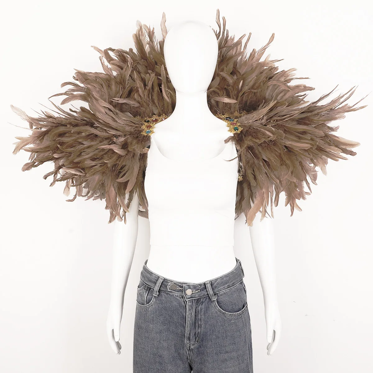Feder Schal Halloween Karneval Kostüm Runway Leistung Ball Weste Schal Mantel Party Schal Cosplay Frau Schal – Detail 20