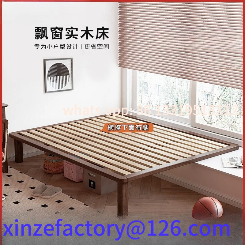 

Customizable bay window bed frame splicing bed solid wood extension tatami small apartment single space saving