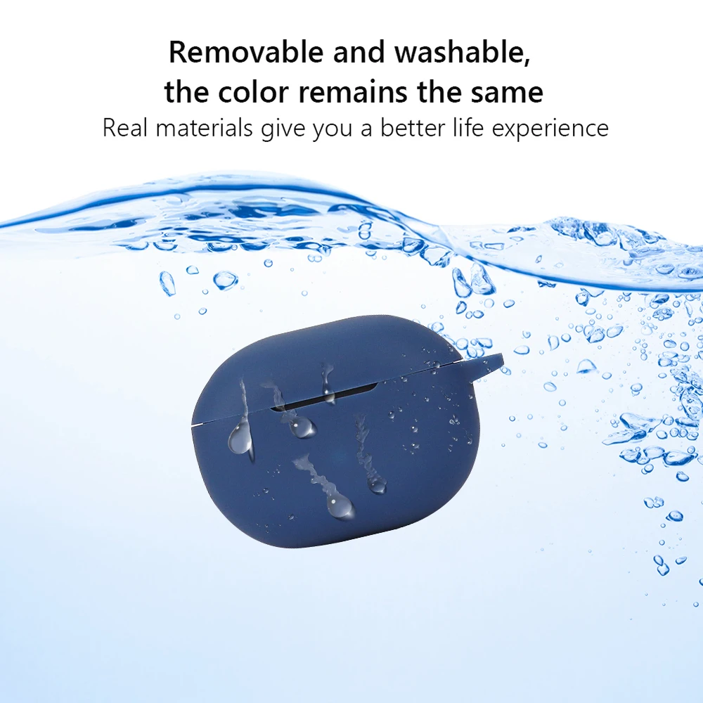 Cover For SoundPEATS Mini Pro Soft Silicone Cover with Carabiner Shockproof Wireless Earphone Sleeve Anti Dust Washable Cover