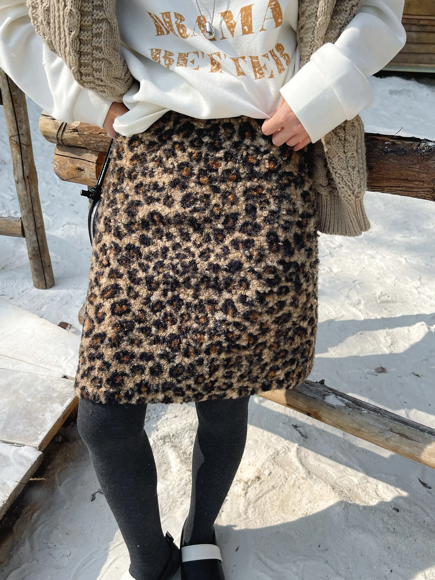 

Ретро-юбка А-силуэта с леопардовым принтом и флисовой подкладкой, женская, осень-зима 2025, новый дизайн, укороченная, стройнящая, модная