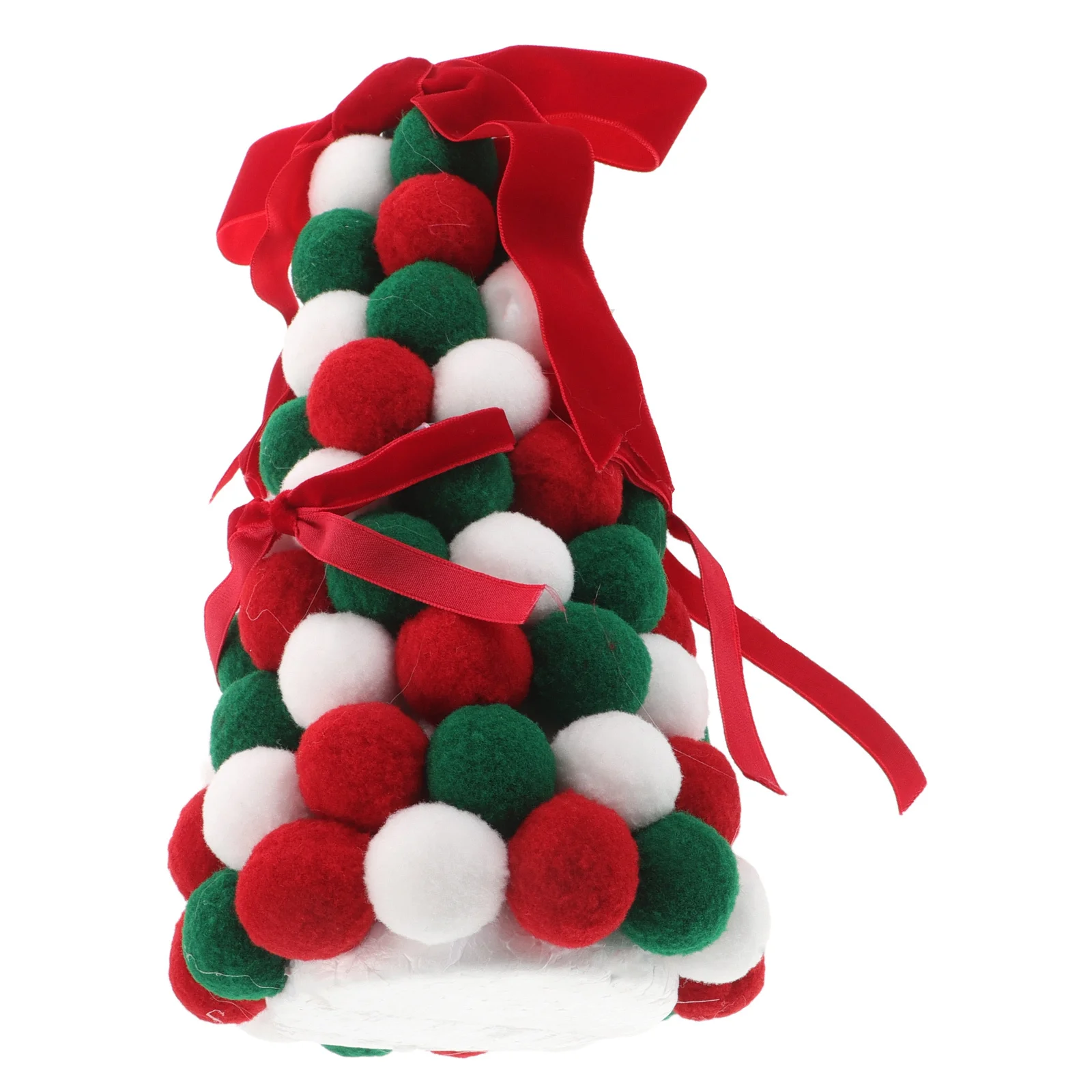 

Mini Christmas Tree Decor: Small Tabletop Xmas Tree With Colorful Bow Pom-Poms For Holiday Party Desk Centerpiece Mantel Home