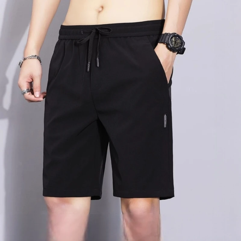 Summer Thin Five-Quarter Ice Silk Casual Shorts Men's Beachwear Outer Four-Eight  Pants Straight Leg Quick Dry Youth Style