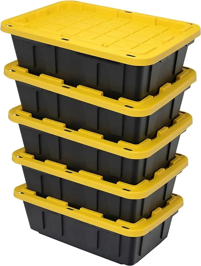 

BLACK & YELLOW®, 15-Gallon Heavy Duty Tough Storage Container & Snap-Tight Lid, (9.5”H x 20.6”W x 30.6”D), Weather-Resistant