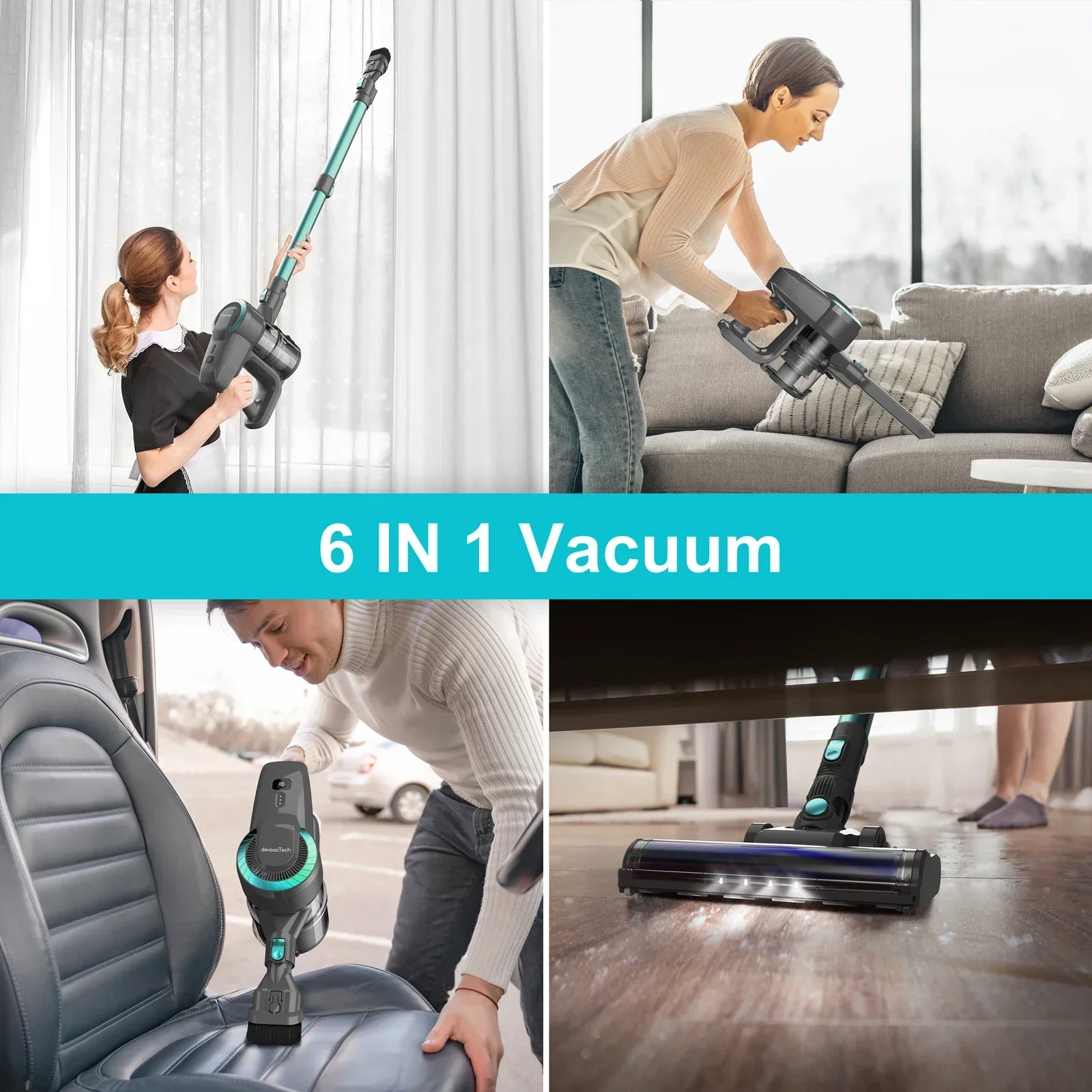 YISORA N300 Cordless Upright Vacuum Cleaner, 20Kpa Ultra Lightweight Stick Vacuum for Carpet, Hard Floor, Car, Pet Hair