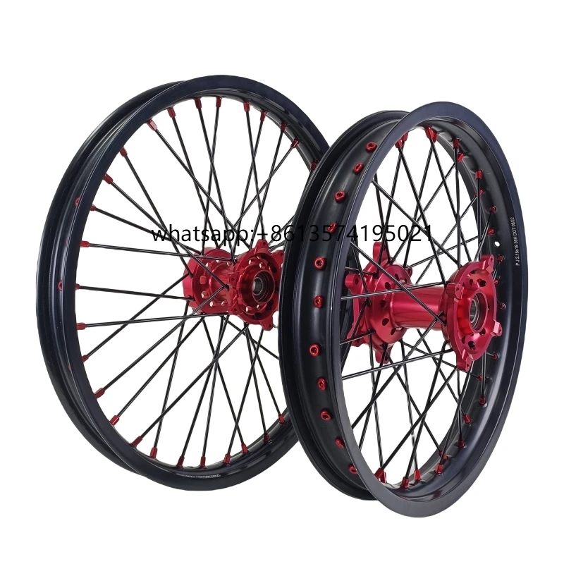 

Motorcycles Wheels Set Dirt Bike Wheel 14 18 19 21 Inch Fit CR CRF 7075 Aluminum Alloy Motorcycle Parts Red Hubs