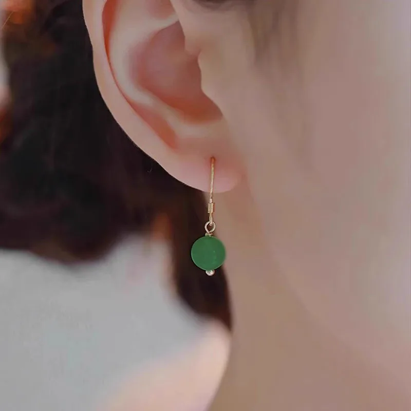 Chinese style small fashion design high light luxury gold earrings earhook ancient style earrings earrings pendant 9999 gold