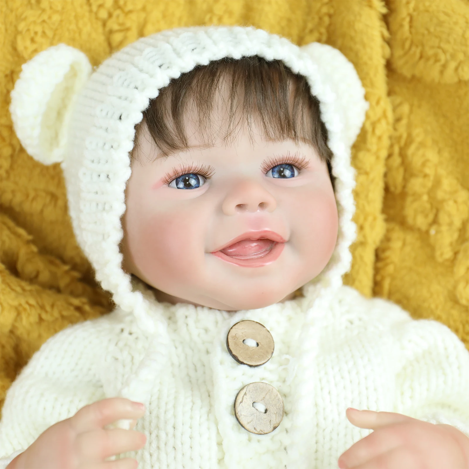 18inch Full Soft Vinyl Silicone Body Reborn Dolls with 3D Skin Hand Painted Rooted Hair Touch Doll Christmas Gifts for Girls