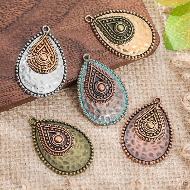 5Pcs Retro Vintage Ethnic Bohemia Teardrop Pendants For Women Earrings Necklaces Charms For DIY Making Jewelry Accessories