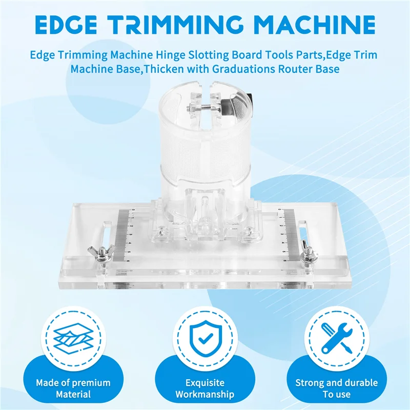 

A26F-Woodworking Edge Trimmer With Enhanced Router Base Featuring Graduations And Hinge Slotting Board Accessories