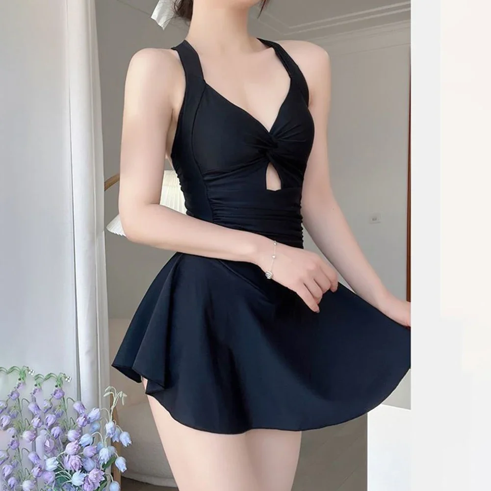 ผู้หญิงแขวนคอชุดว่ายน้ําเซ็กซี่ One-piece ชุดชายหาดเอวสูง Breathable ชุดว่ายน้ําหวานน่ารัก Slimming ชุดว่ายน้ําเอวสูง