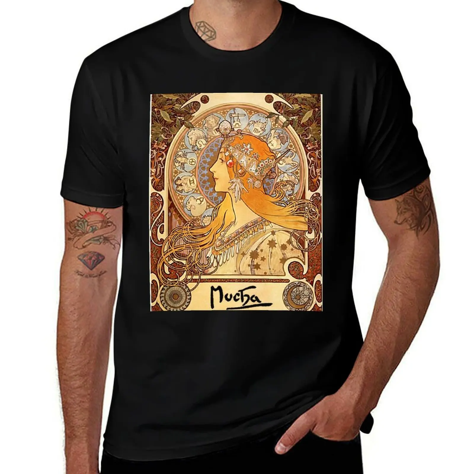Mucha – Zodiac II T-Shirt Soft Lightweight Cotton T-Shirt