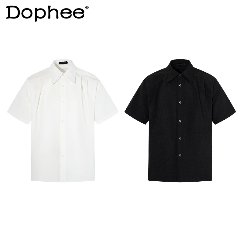 

2026 Summer New Fashion Simple Versatile Comfort Shirts Male Short Sleeve Lapel Shirts Men's Solid Color Breathable Stylish Tops