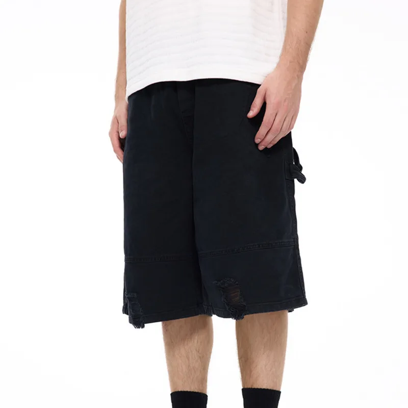 

Весна-лето, новые шорты-карго из чистого хлопка в американском стиле, потертые брюки-карго с пятью точками, модные брендовые универсальные свободные прямые брюки G6TJ