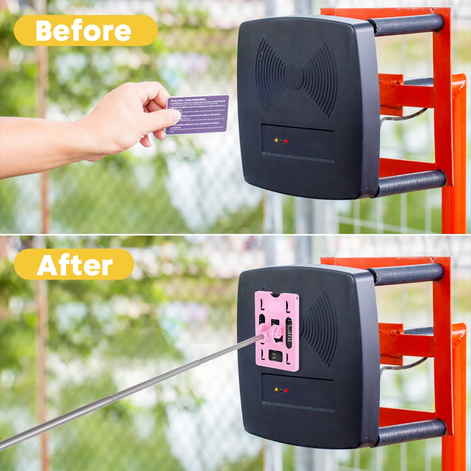 

Parking Toll Swiping Stick Telescopic Card Holder Reacher Pole For Vehicle Payment Tool Abs Stainless Steel Pink Car Parking Aid
