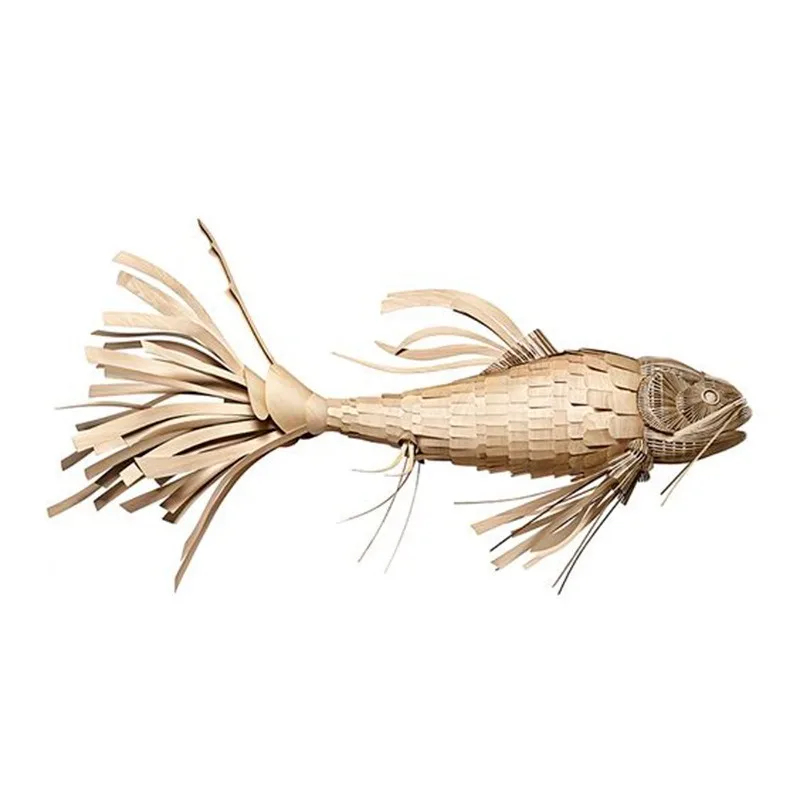 New Chinese fish chandelier, restaurant hotel art carp lamp, hot pot restaurant restaurant hand-woven veneer woven lamp