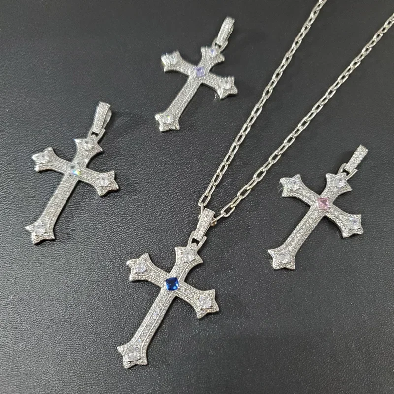 

MDL Moissanite style New Cross Hip Hop Pendant for Men 18K Plated Zirconia Pendant Couple's Necklace