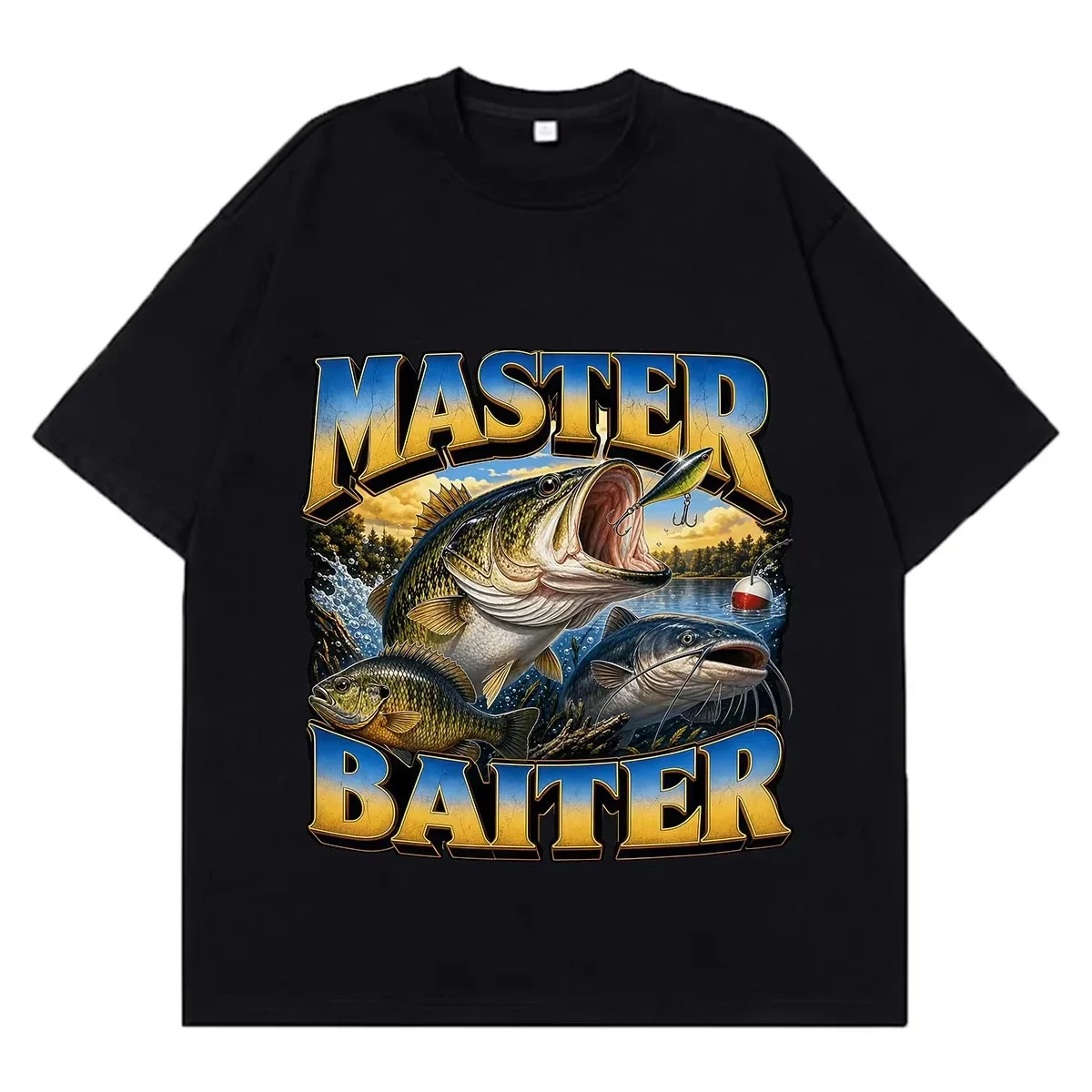 Master Baiter Bass Fishing Funny Meme T-shirWomen Vintage T-Shirt Summer Short-sleeved Loose Casual  Hip-hop T-shirt