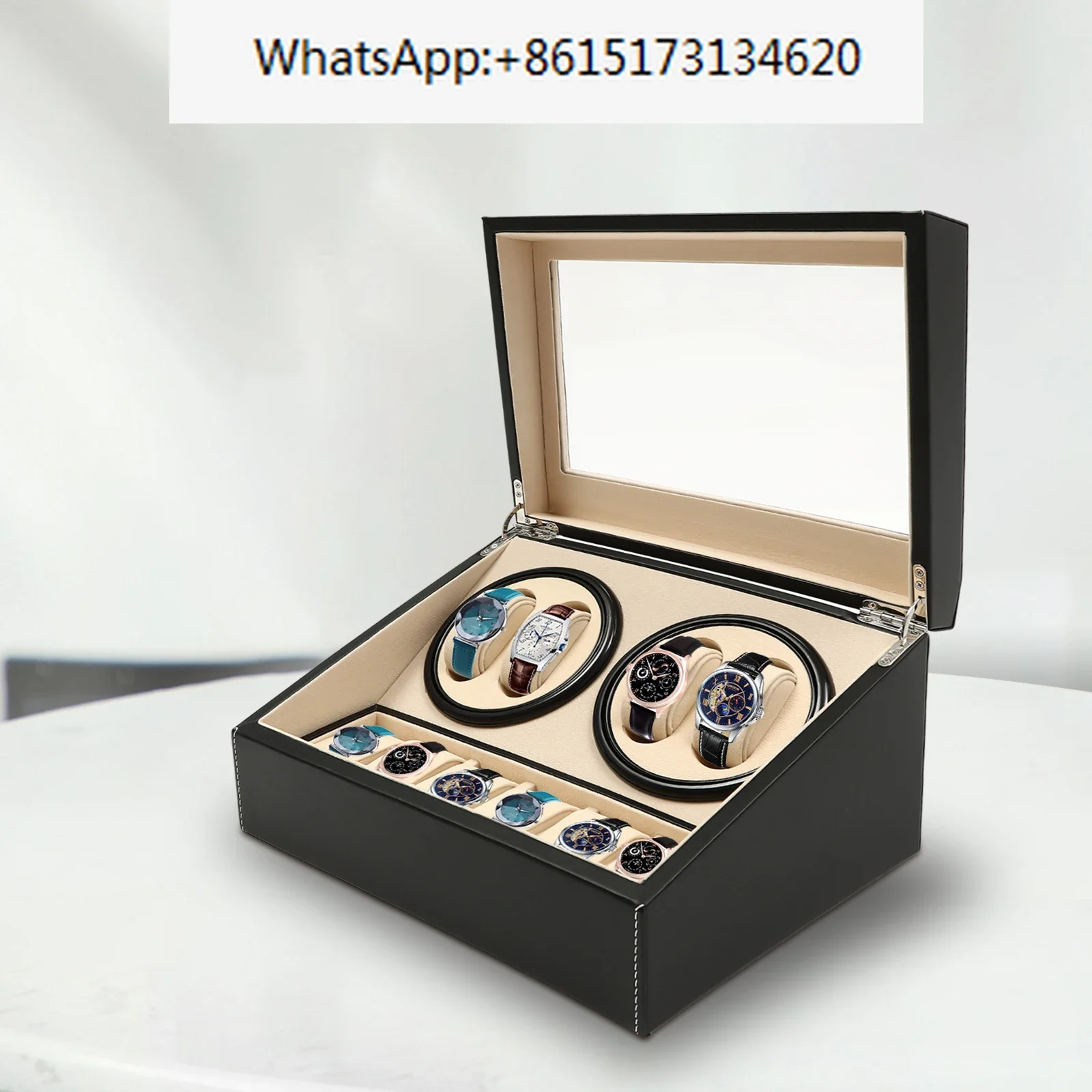 Hot Sale Black/Brown High Quality 4+6 Watch Winder Automatic Watch Display Box Luxury Storage Box Put Down 10 Watch