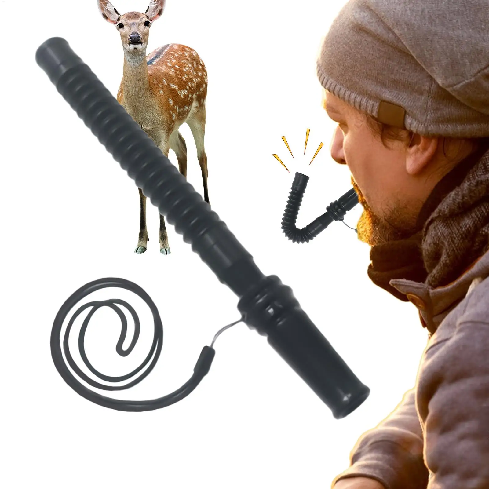 Caza ciervo llamada con cordón portátil caza al aire libre Doe Fawn llamada vocalizaciones realistas cazadores señuelos para terreno de montaña
