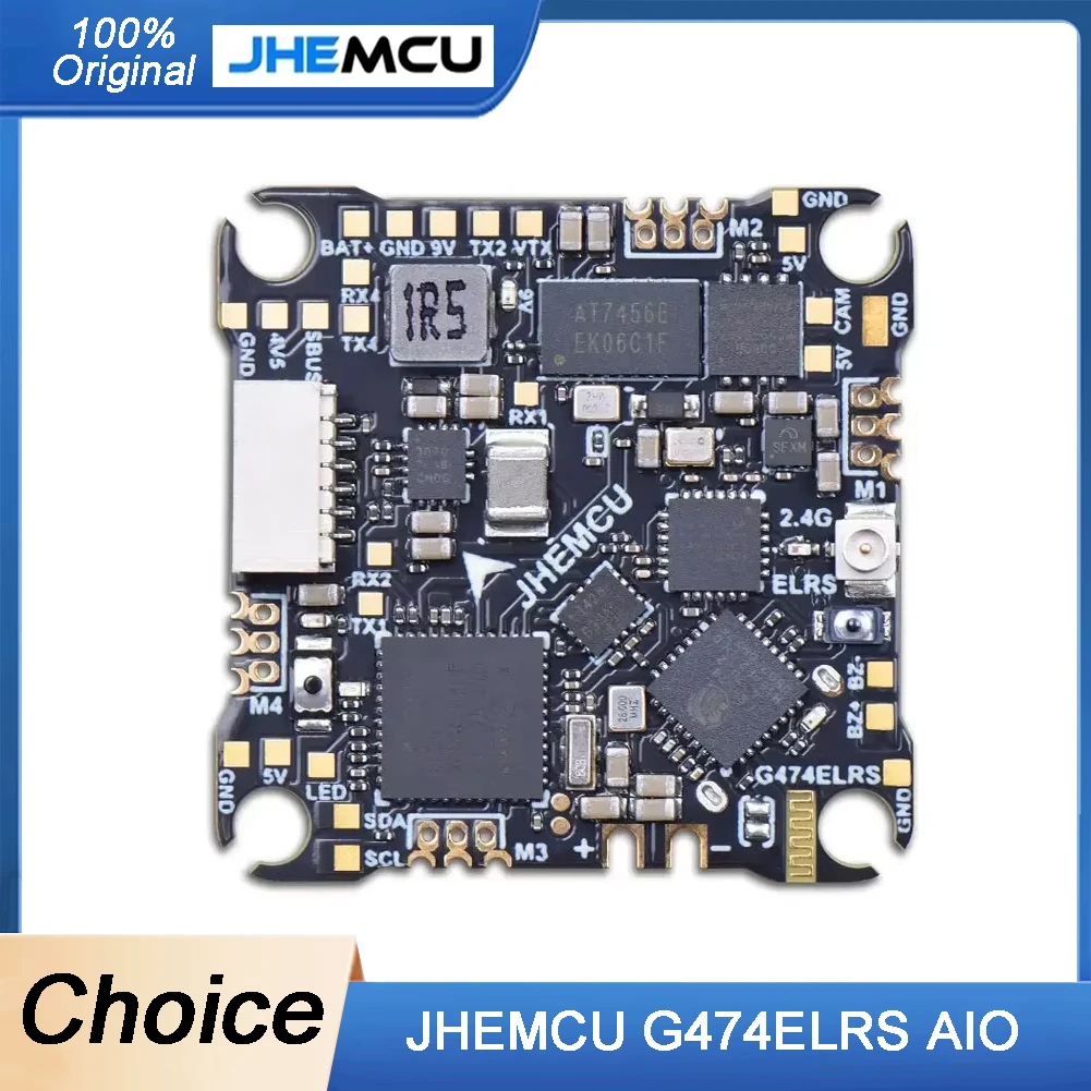 

JHEMCU G474ELRS AIO Контроллер полета 2,4G Приемник Встроенный OSD 8 МБ Черный ящик 1-2S 25x25 мм для RC FPV Freestyle Drone 5
