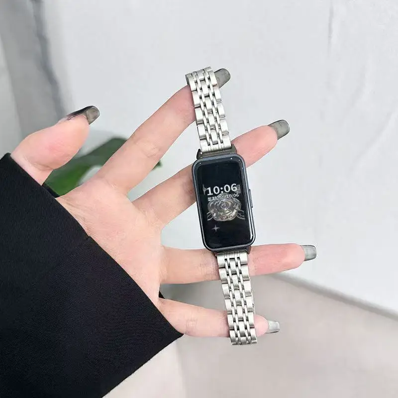 

Ремешок для Huawei Band 10 9 8, умный браслет из нержавеющей стали, сменные аксессуары для Huawei Band 10 9 8, женский металлический корреа
