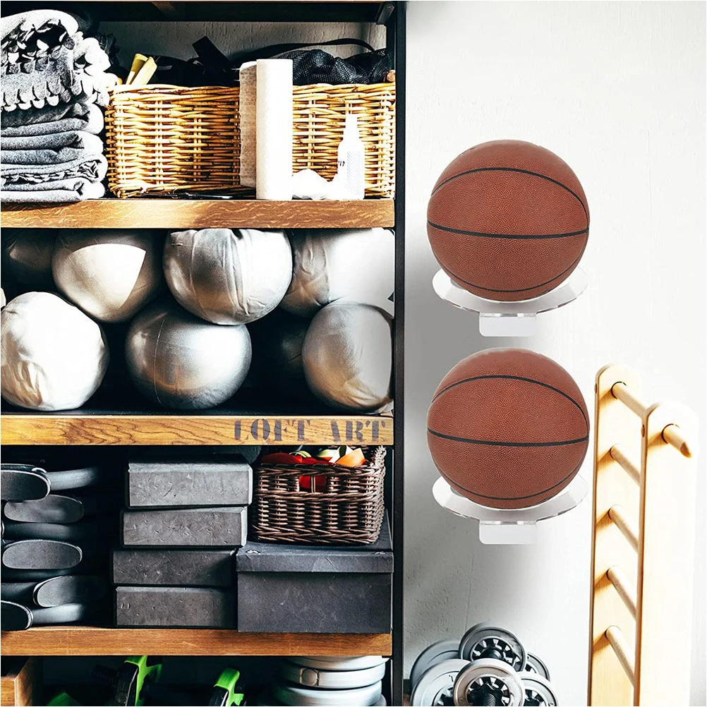 

Basketball Display Stand Football Holder Wall Mounted Rack Holders Sports Storage Transparent Shelf Fitness