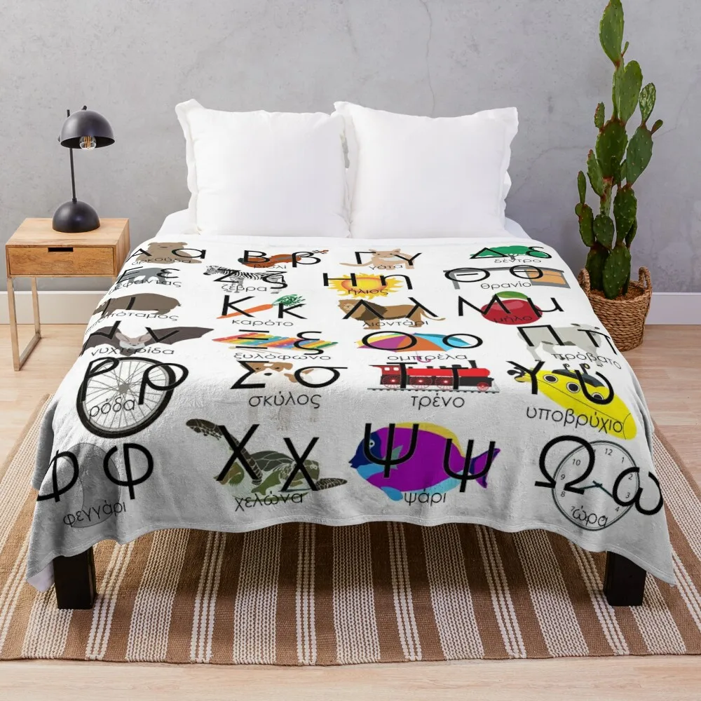 

The Greek Alphabet Letters Words & Pictures Throw Blanket Decorative Sofas For Baby Blankets
