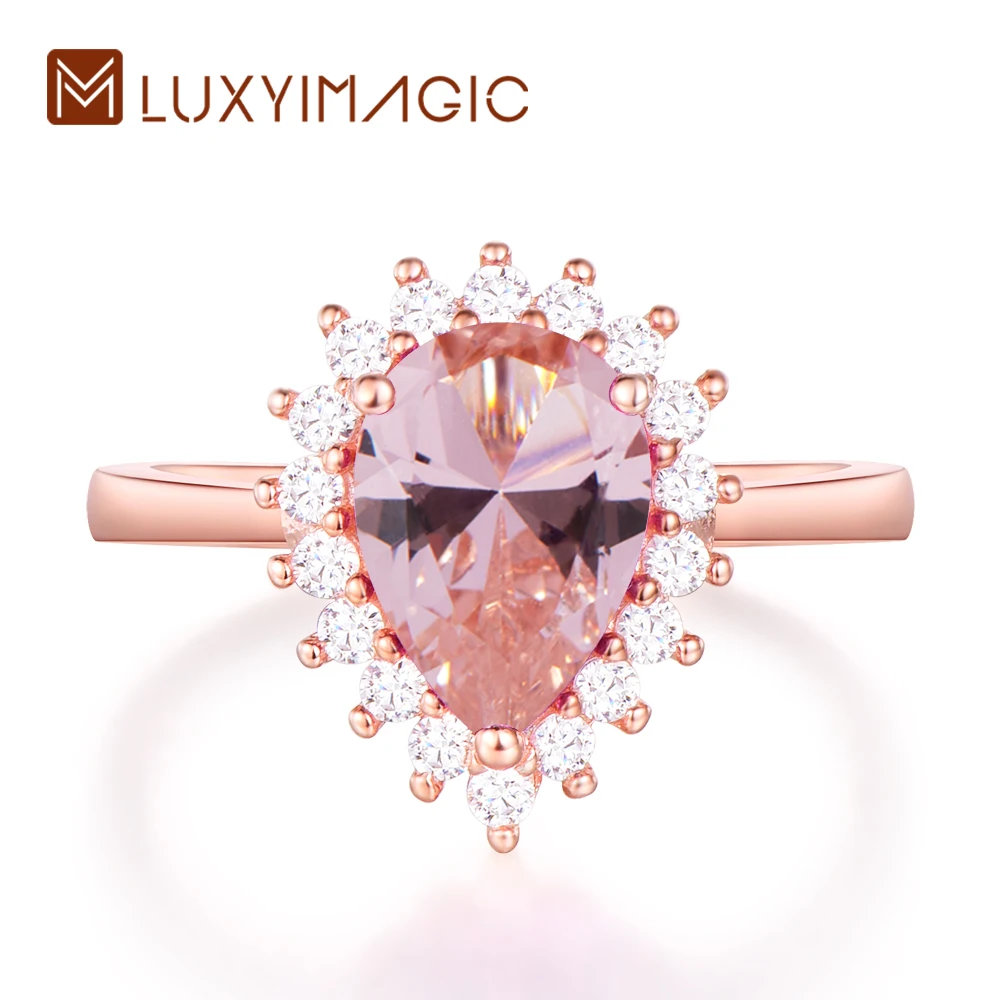 Luxyimagic Zultanite Morganite Tanzanite Ring for Women Solid 925 White Gold Stone Jewelry for Wedding Engagement Party Gifts